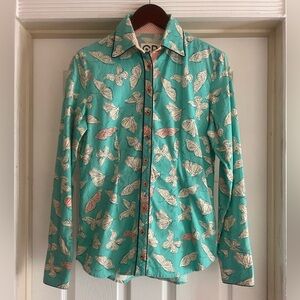 CR Ranchwear Moth Butterfly Novelty Print Western Shirt Button Front